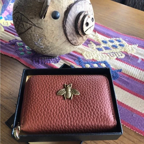 🆕✨ Leather RFID Protection Zip Around Credit Card Bee Small Wallet - Picture 4 of 10
